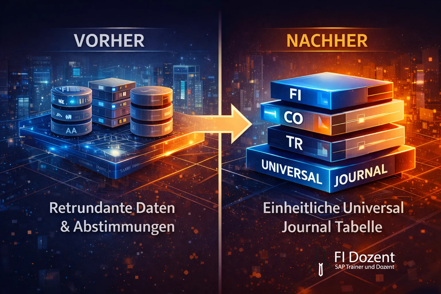 Vorher-Nachher-Darstellung Universal Journal in SAP S/4HANA